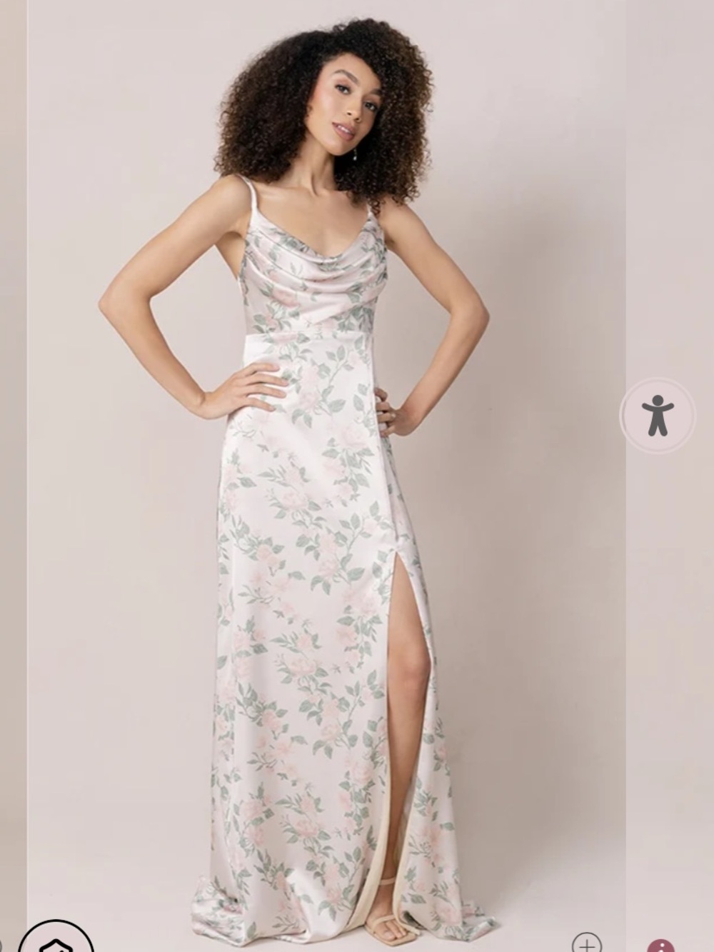 Revelry Lace Up Back Champagne Floral Satin Cowl Bridesmaid Formal Dress Size 20